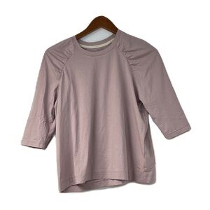 Meli Woman's sz s statement sleeve cropped lavender spring summer 3/4 sleeve top